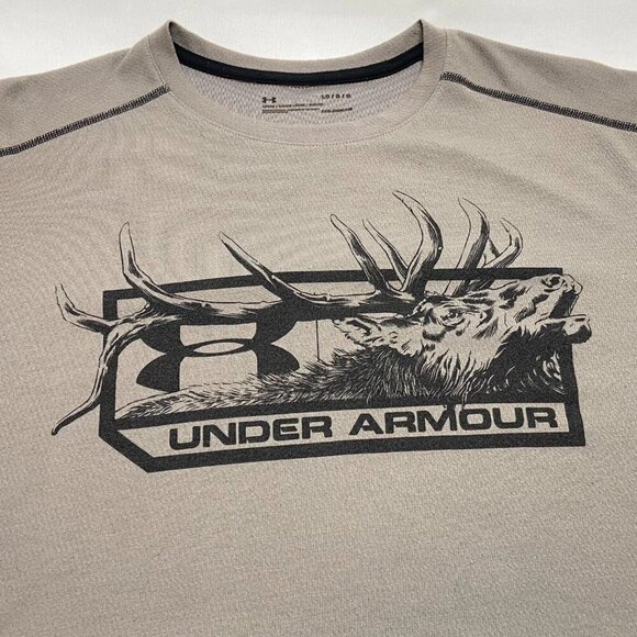 Under Armour Long Sleeve Thermal Men's Large Green Outdoors Moose Logo Knit Tee - Picture 8 of 8